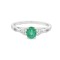 Oval-shaped Emerald ring with diamonds in 18K white gold