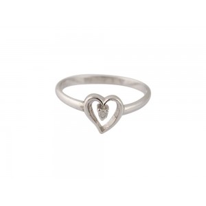 ''Heart'' ring with diamond in 18k white gold