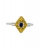 Two-toned Byzantine ring with sapphire in Sterling Silver 925° 