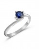 Blue Sapphire Solitaire Ring in 18K White Gold
