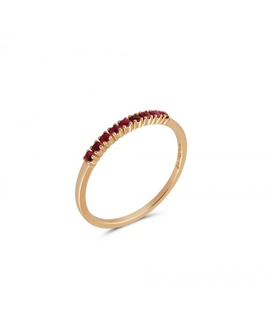 Half-eternity ring with ruby in 18k rose gold