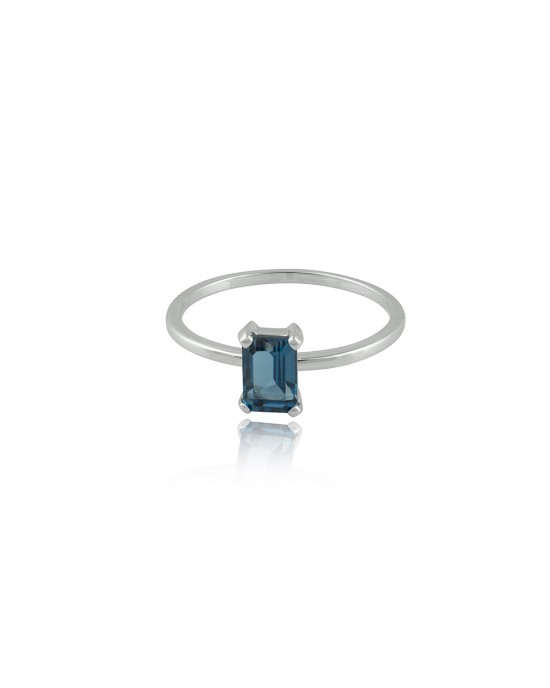 Δαχτυλίδι με μπλε τοπάζι από λευκόχρυσο Κ14