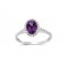 Amethyst halo ring with diamonds in 18k white gold 