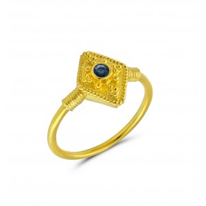  Βυζαντινό δαχτυλίδι με ζαφείρι από χρυσό Κ18