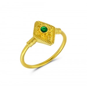  Βυζαντινό δαχτυλίδι με σμαράγδι από χρυσό Κ18