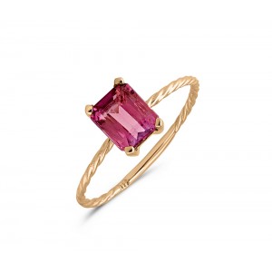 Δαχτυλίδι με ροζ τουρμαλίνη από ροζ χρυσό Κ14