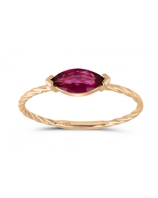 Δαχτυλίδι με rubellite  από ροζ χρυσό Κ14