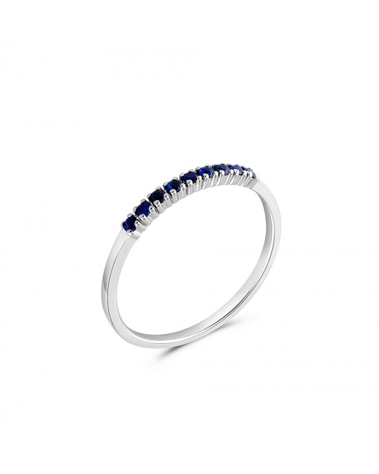 Half-eternity ring with sapphires in 18k white gold 
