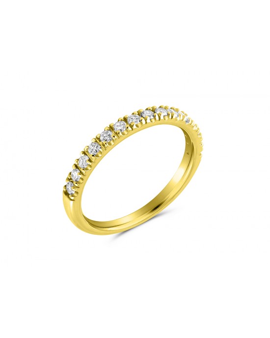 Δαχτυλίδι μισόβερο με διαμάντια από χρυσό Κ18 