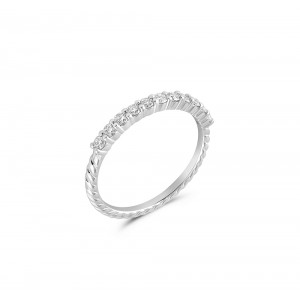 Δαχτυλίδι μισόβερο σειρέ με διαμάντια από λευκόχρυσο Κ18