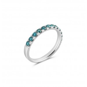 Δαχτυλίδι σειρέ μισόβερο με μπλε διαμάντια 0,61ct από λευκό χρυσό Κ18 