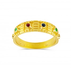  Βυζαντινό δαχτυλίδι με χρωματιστές πέτρες από χρυσό Κ18
