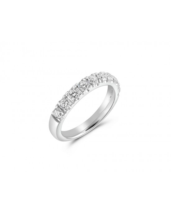 Diamond half-eternity ring 0,85ct in 18k white gold