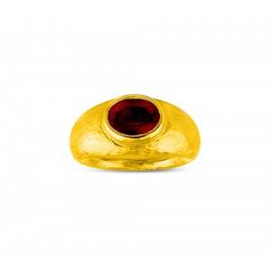 Σφυρήλατο δαχτυλίδι με ρουμπελίτη από χρυσό Κ18