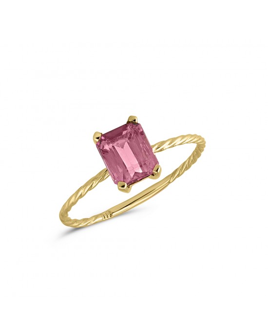 Pink tourmaline ring in 14k gold 