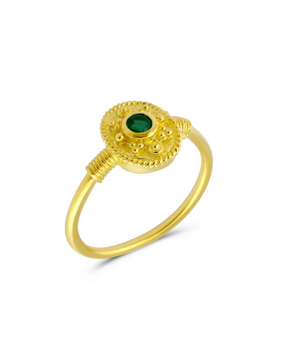  Βυζαντινό δαχτυλίδι οβάλ με σμαράγδι από χρυσό Κ18