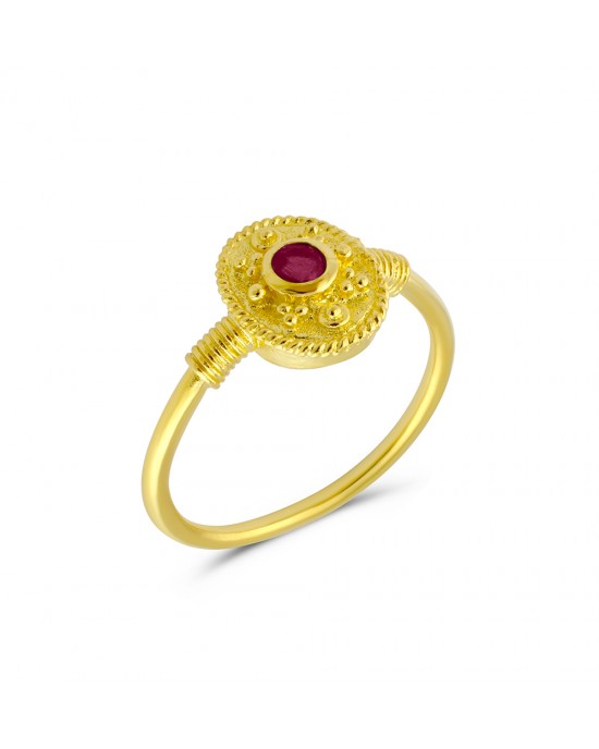  Βυζαντινό δαχτυλίδι οβάλ με ρουμπίνι από χρυσό Κ18