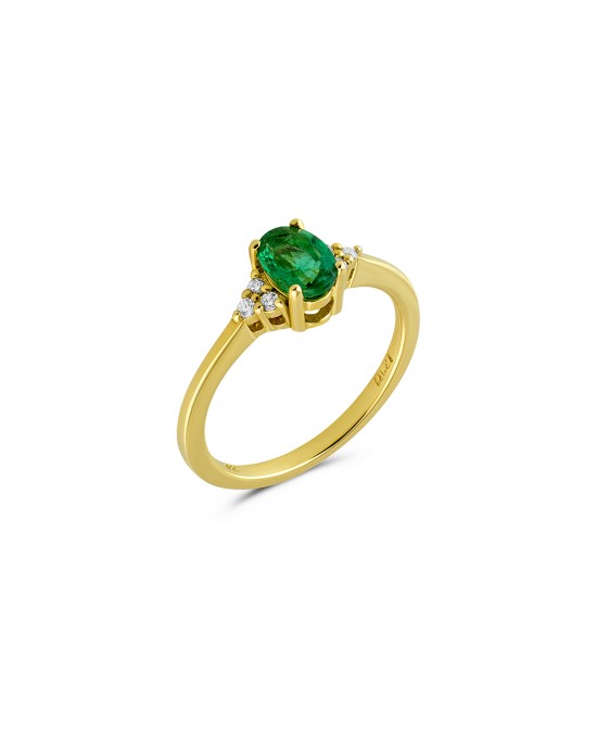 Emerald ring with diamonds in 18K gold