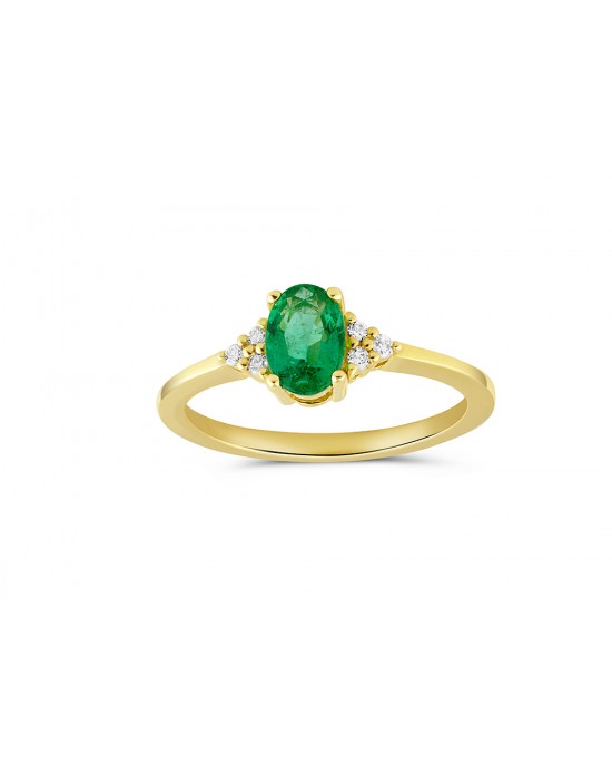 Emerald ring with diamonds in 18K gold