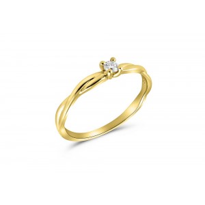Μονόπετρο δαχτυλίδι άπειρο από κίτρινο χρυσό Κ18 με διαμάντι μπριγιάν 0.08ct