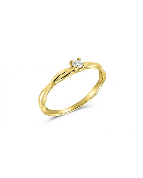 Μονόπετρο δαχτυλίδι άπειρο από κίτρινο χρυσό Κ18 με διαμάντι μπριγιάν 0.08ct