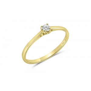 Μονόπετρο δαχτυλίδι από κίτρινο χρυσό Κ18 με διαμάντι μπριγιάν 0.07ct