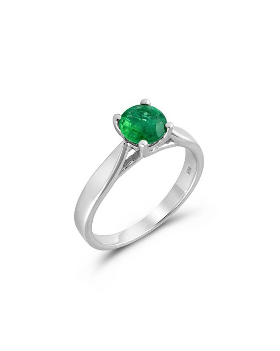 Zambia emerald engagement ring in 18k white gold 0.60ct