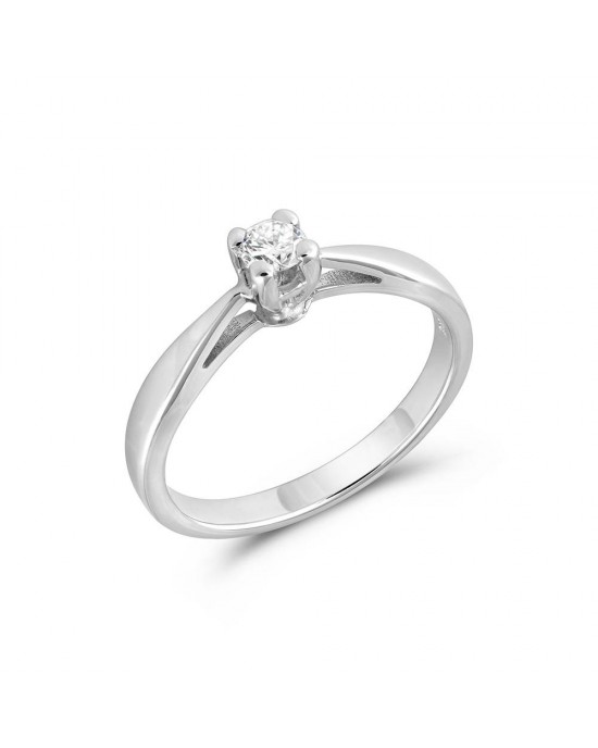 Μονόπετρο δαχτυλίδι από λευκόχρυσο Κ18 με διαμάντι μπριγιάν 0.14ct