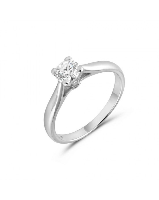 Solitaire engagement ring with diamond 0.40ct in 18k white gold GIA Certified