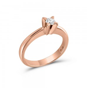 Μονόπετρo δαχτυλίδι από ροζ χρυσό Κ18 και διαμάντι μπριγιάν 0.18ct
