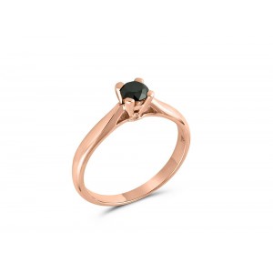 Μονόπετρο δαχτυλίδι από ροζ χρυσό Κ18 με μαύρο διαμάντι 0.35ct