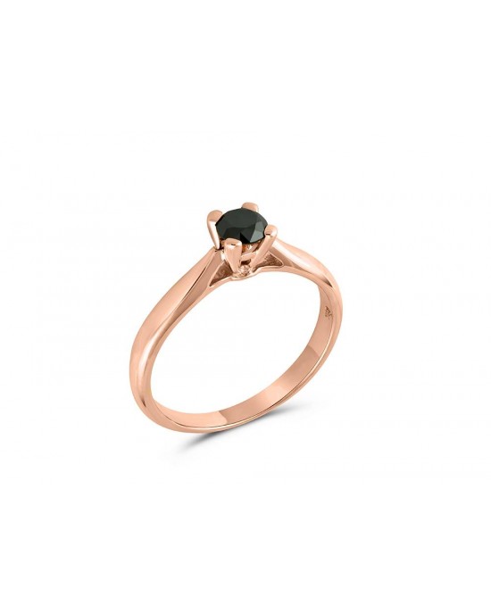 Μονόπετρο δαχτυλίδι από ροζ χρυσό Κ18 με μαύρο διαμάντι 0.46ct