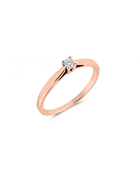 Μονόπετρο δαχτυλίδι από ροζ χρυσό Κ18 με διαμάντι μπριγιάν 0.08ct