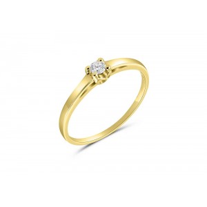 Μονόπετρο δαχτυλίδι με καρδιά από κίτρινο χρυσό Κ18 με διαμάντι μπριγιάν 0.07ct