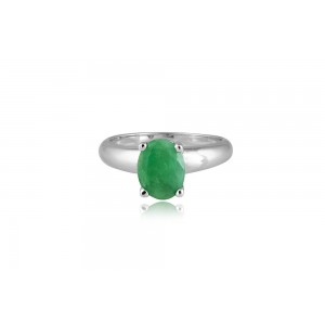 Oval Emerald in 925° sterling silver rhodium-plated