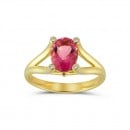 Δαχτυλίδι με ροζ τουρμαλίνη και διαμάντια από χρυσό Κ18