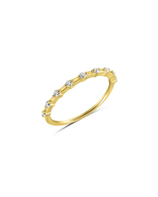 Δαχτυλίδι σειρέ μισόβερο από χρυσό Κ18 με διαμάντια 0,13ct