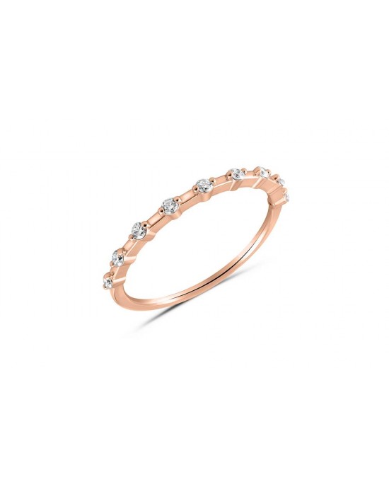 Δαχτυλίδι μισόβερο από ροζ χρυσό Κ18 με διαμάντια
