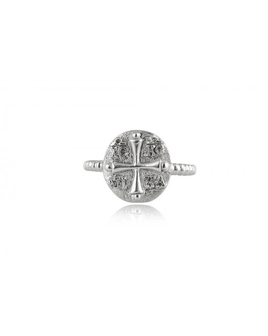 Βυζαντινό Δαχτυλίδι Κωνσταντινάτο από επιροδιωμένο ασήμι 925°
