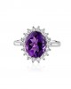 Amethyst ring with diamonds in 18k white gold 