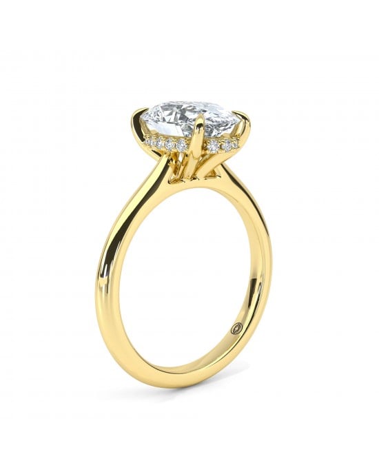 Μονόπετρο δαχτυλίδι αρραβώνα "Περσεφόνη" με Οβάλ Lab-Grown διαμάντι και Hidden Halo από χρυσό Κ18 και πιστοποίηση IGI 