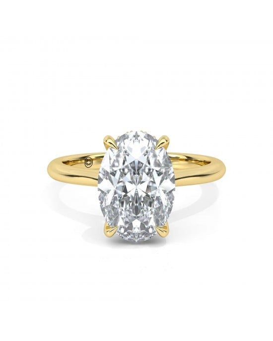 Μονόπετρο δαχτυλίδι αρραβώνα "Περσεφόνη" με Οβάλ Lab-Grown διαμάντι και Hidden Halo από χρυσό Κ18 και πιστοποίηση IGI 