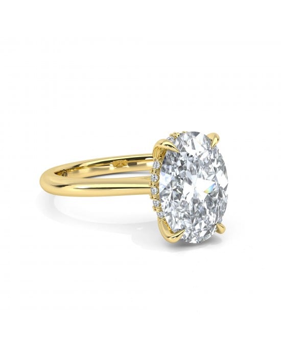 Μονόπετρο δαχτυλίδι αρραβώνα "Περσεφόνη" με Οβάλ Lab-Grown διαμάντι και Hidden Halo από χρυσό Κ18 και πιστοποίηση IGI 
