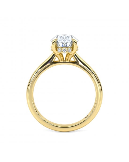 Μονόπετρο δαχτυλίδι αρραβώνα "Περσεφόνη" με Οβάλ Lab-Grown διαμάντι και Hidden Halo από χρυσό Κ18 και πιστοποίηση IGI 