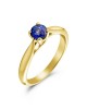 Blue sapphire solitaire engagement ring in 18k gold