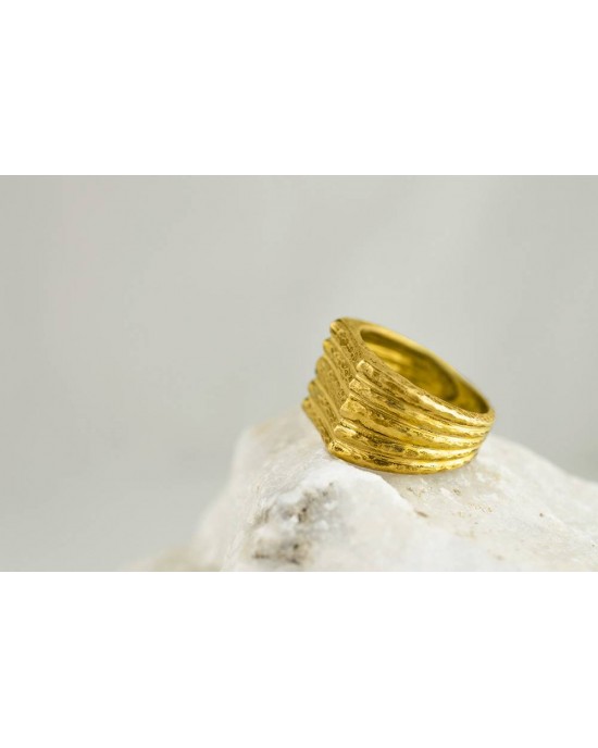 Σφυρήλατο δαχτυλίδι από επιχρυσωμένο ασήμι 925°