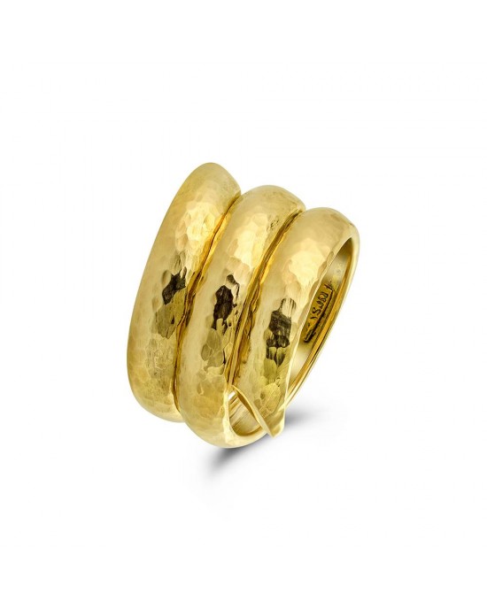 Σφυρήλατο τριπλό δαχτυλίδι από Χρυσό Κ14