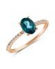 18K Pink Gold Ring with London Blue Topaz and Diamonds