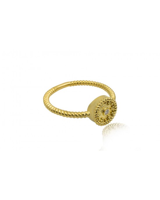 Βυζαντινό δαχτυλίδι από χρυσό Κ18 με μπριγιάν