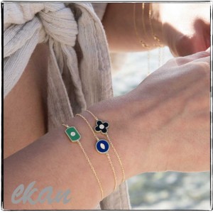 Cross bracelet with diamonds in 14k gold, Ekan